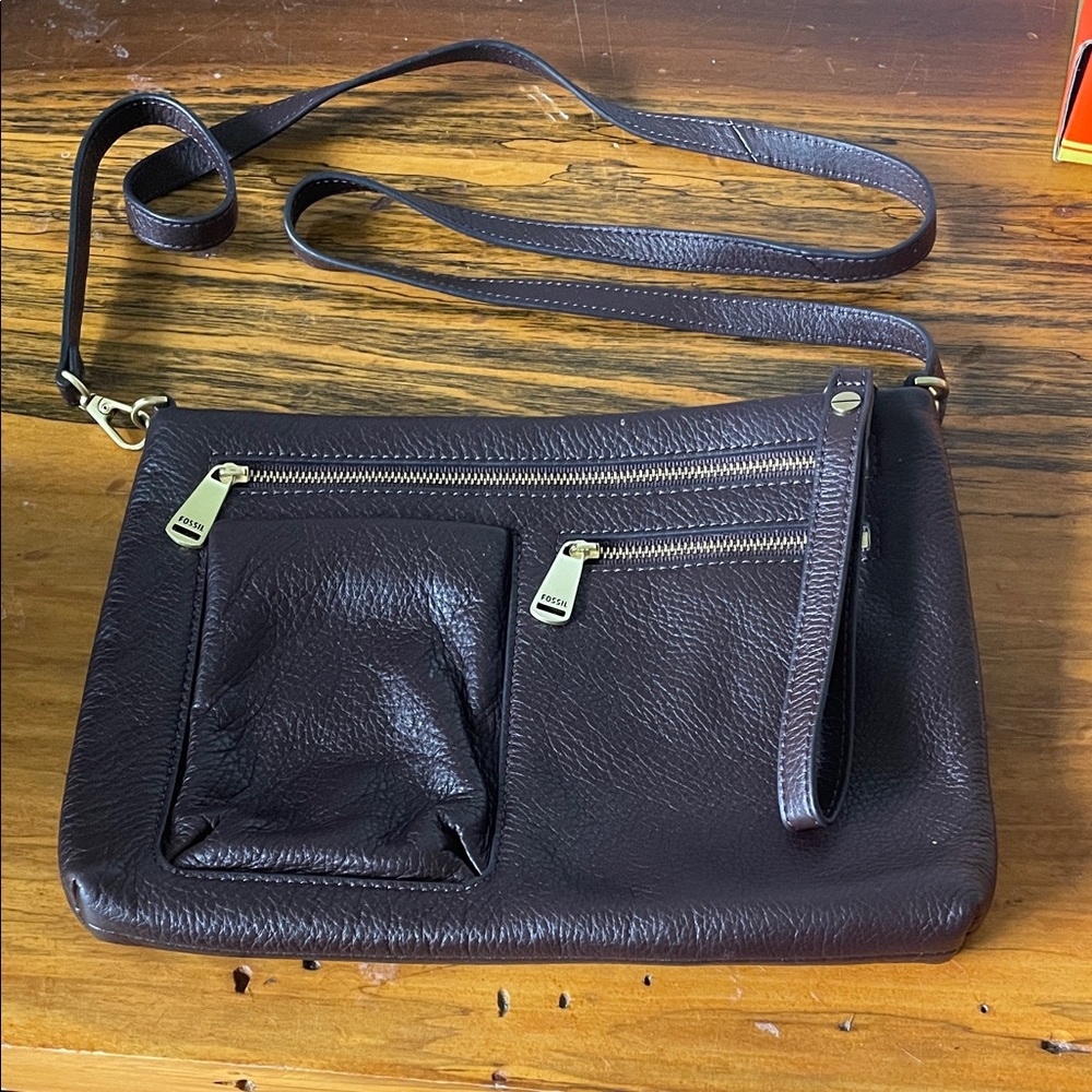 🎉Fossil Rich Brown Leather Crossbody Bag